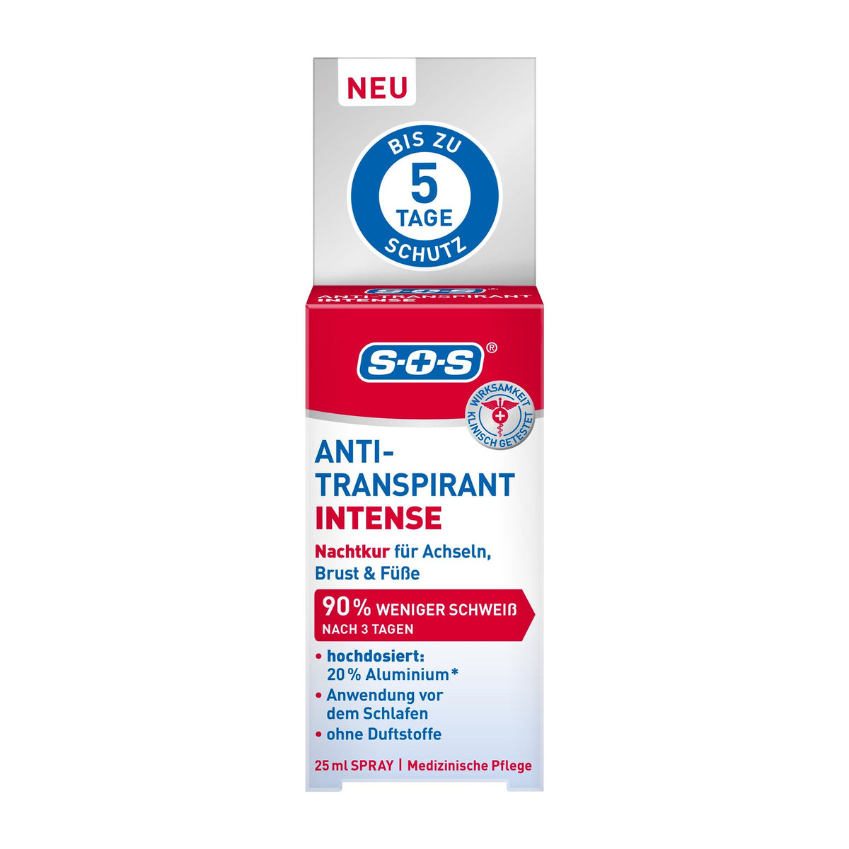 Anti-Transpirant-Spray Intense in roter und blauer Kartonverpackung